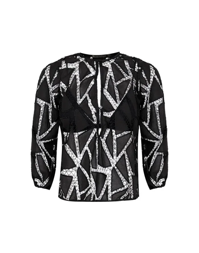 Women ViX Paula Hermanny Tops Julieta Long Sleeve Blouse 8211 Black