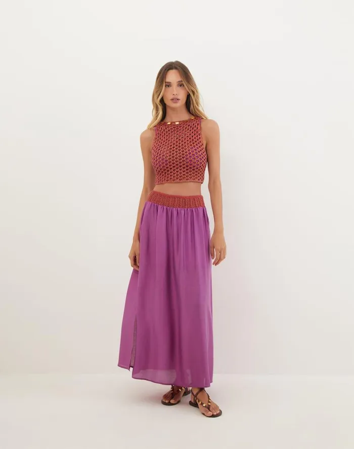 Women ViX Paula Hermanny Tops Knit Aria Blouse 8211 Berry Burst