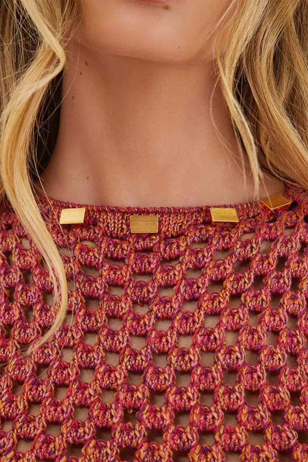 Women ViX Paula Hermanny Tops Knit Aria Blouse 8211 Berry Burst