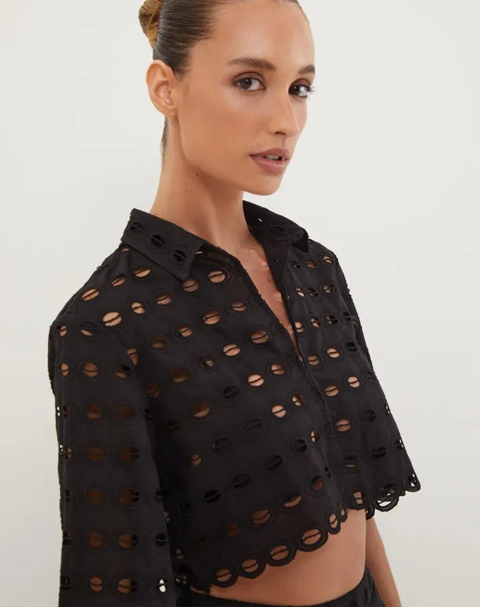 Women ViX Paula Hermanny Tops Lauren Blouse 8211 Black