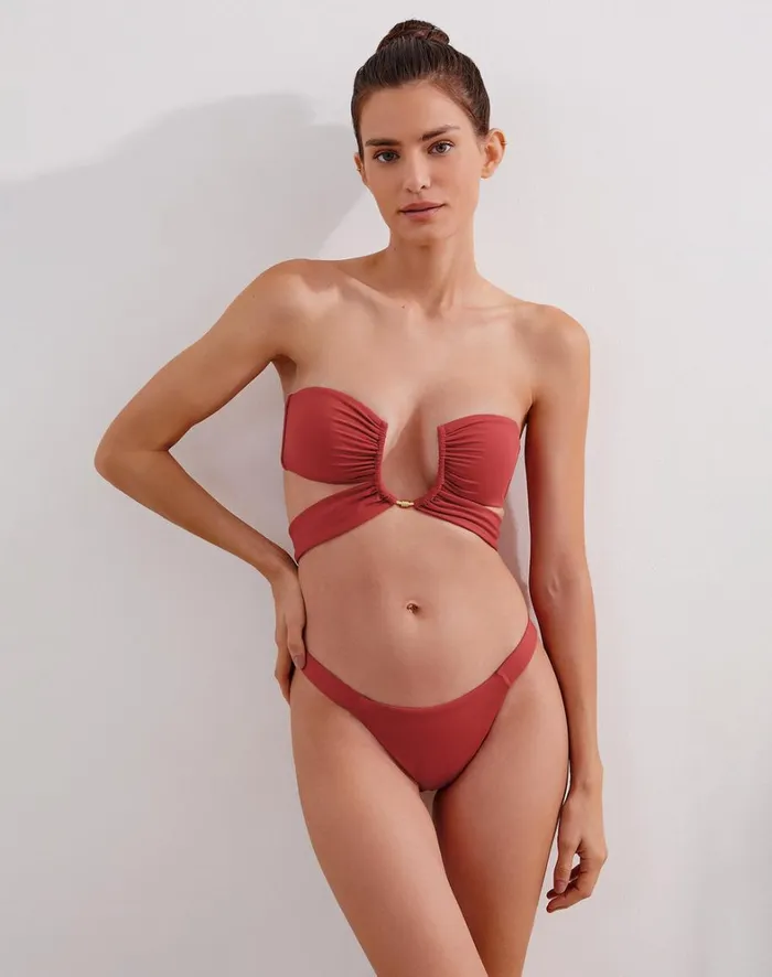 Women ViX Paula Hermanny Tops Matte Sienna Bandeau Top 8211 Brick