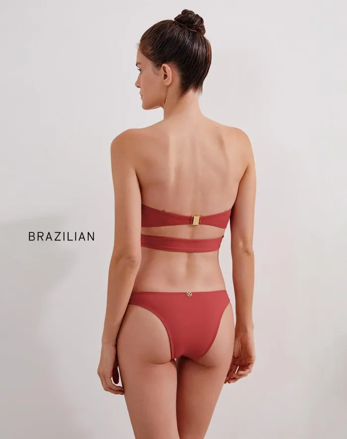 Women ViX Paula Hermanny Tops Matte Sienna Bandeau Top 8211 Brick