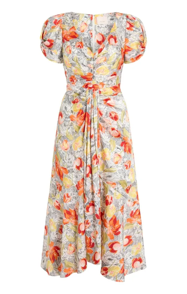Women Walker Dress Lineworkfloralivorymulti Cinq Sept Midi