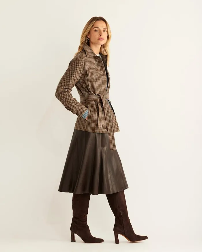 Women WEST END WOOL SHIRT JACKET Tan District Check Pendleton Jackets and Coats