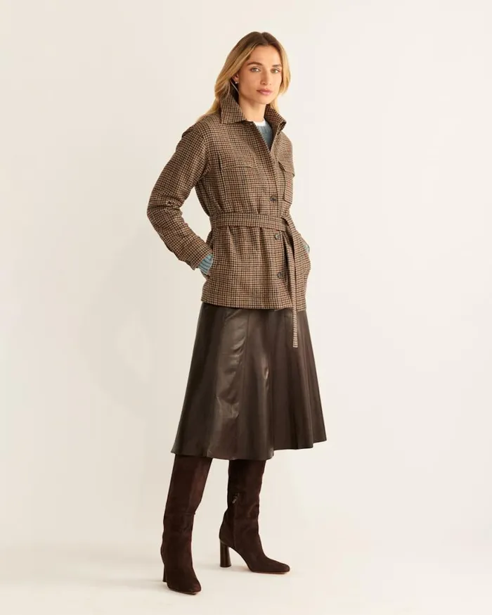 Women WEST END WOOL SHIRT JACKET Tan District Check Pendleton Jackets and Coats