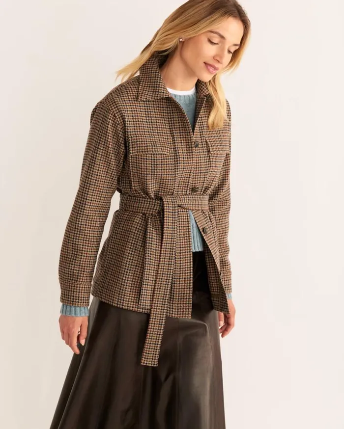 Women WEST END WOOL SHIRT JACKET Tan District Check Pendleton Jackets and Coats