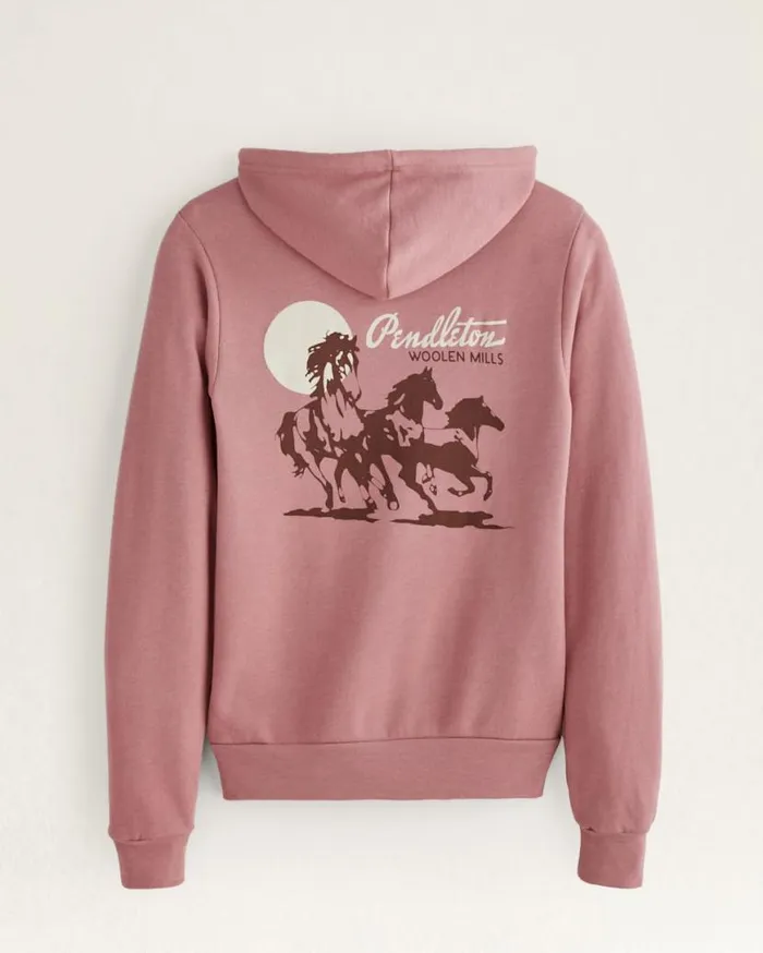 Women WESTERN GRAPHIC ZIP HOODIE Mauve Heather Pendleton Tees and Sweatshirts
