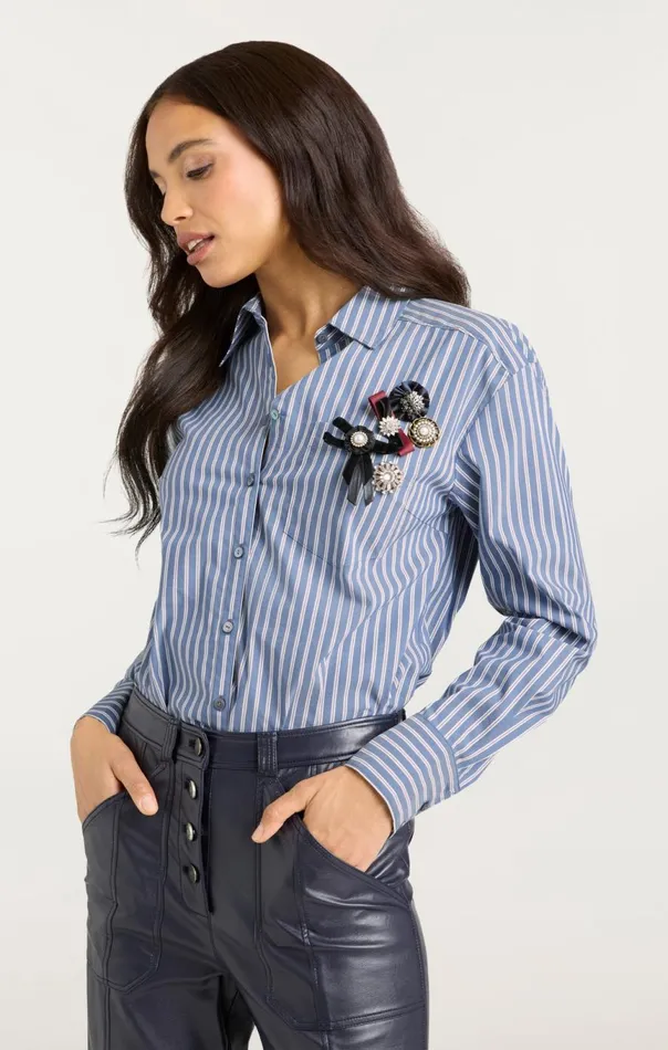 Women Wren Shirt Sabrinastripeastrobluemulti Cinq Sept Long Sleeve Tops