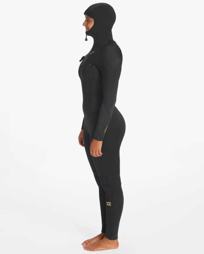 Womens 54 Synergy Hooded Chest Zip Full Wetsuit Wild Black Billabong Wetsuits