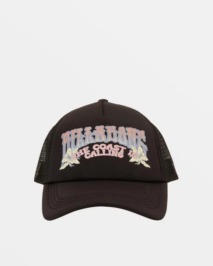 Womens Across Waves Trucker Hat Black Sands 2 Billabong Hats and Beanies