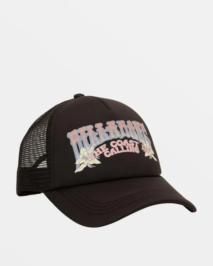 Womens Across Waves Trucker Hat Black Sands 2 Billabong Hats and Beanies