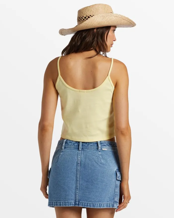 Womens Aloe Cropped Tank Top Mellow Yellow Billabong Tops