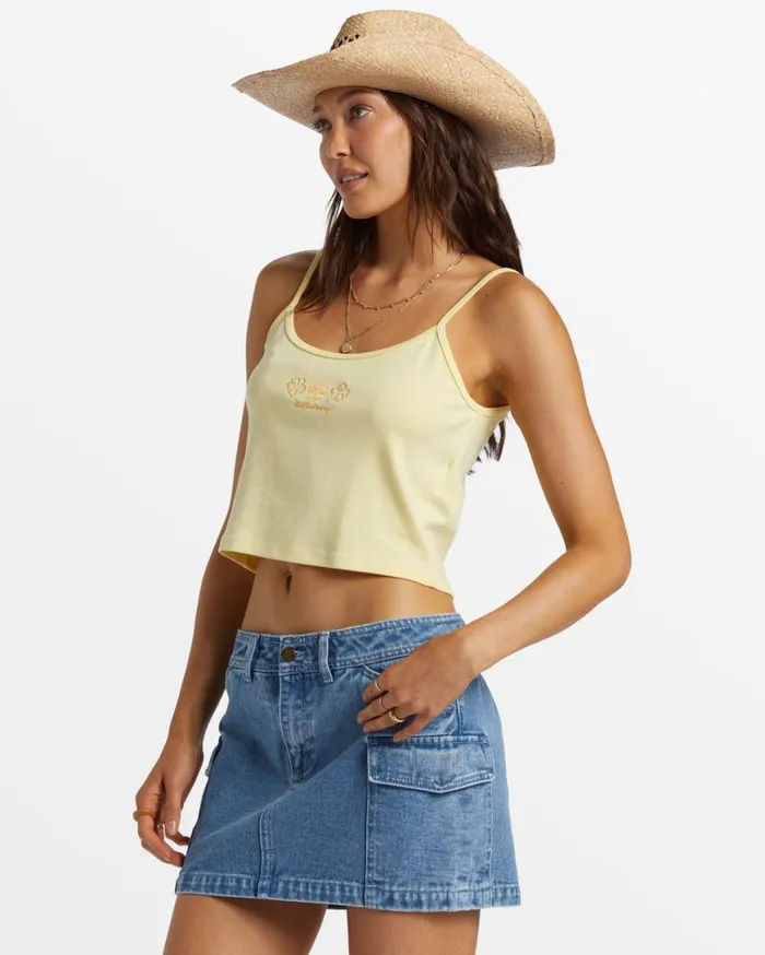 Womens Aloe Cropped Tank Top Mellow Yellow Billabong Tops