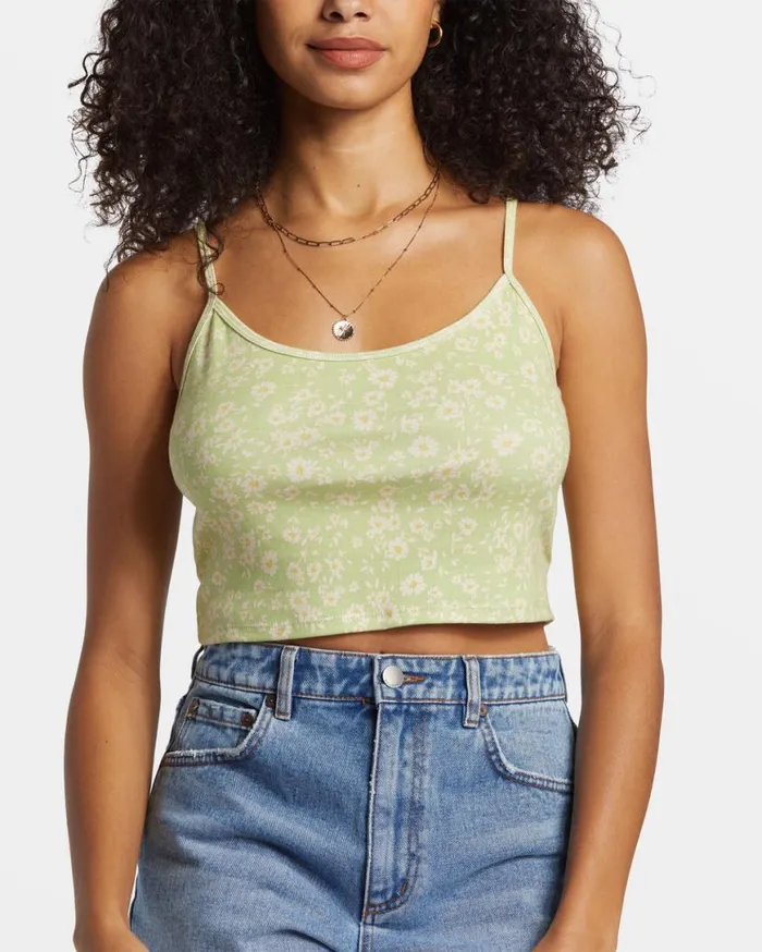 Womens Aloe Cropped Tank Top Willow Billabong Tops Womens Aloe Cropped Tank Top Willow Billabong Tops