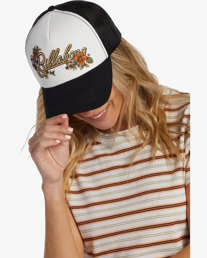 Womens Aloha Forever Trucker Hat Black Multi 1 Billabong Hats and Beanies