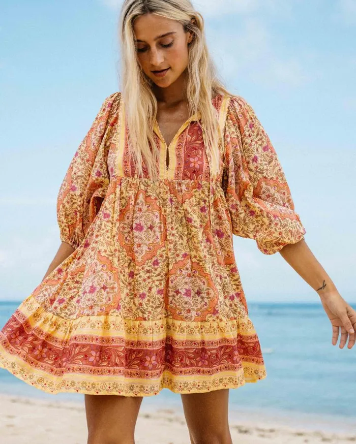 Womens Ambers Mini Dress Pale Yellow Billabong Dresses