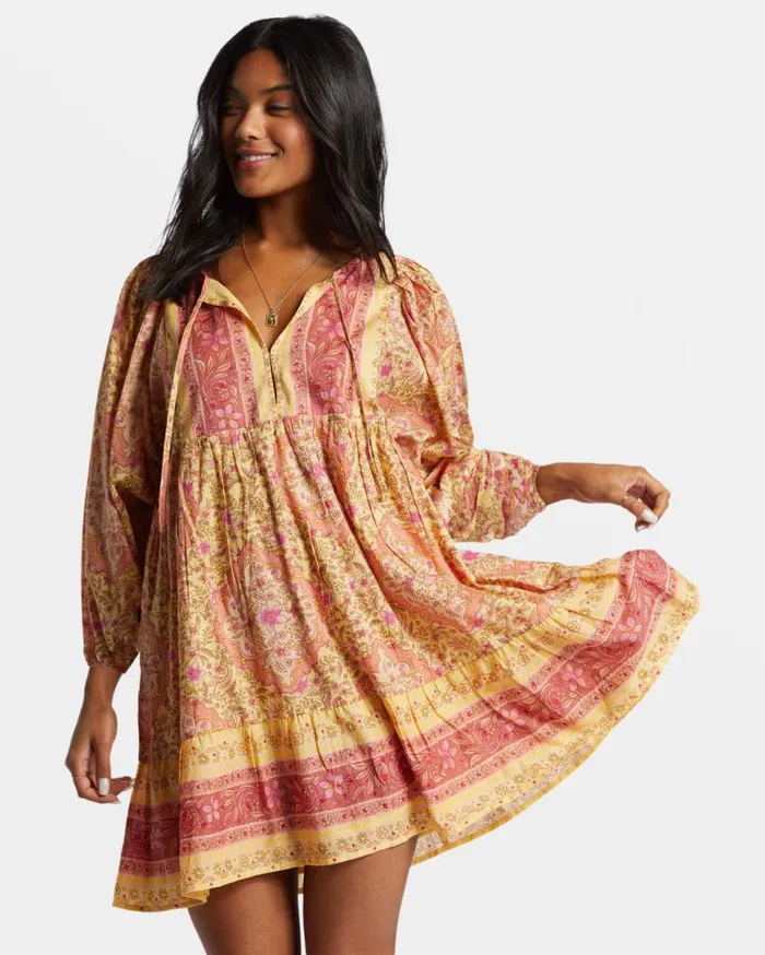 Womens Ambers Mini Dress Pale Yellow Billabong Dresses Womens Ambers Mini Dress Pale Yellow Billabong Dresses