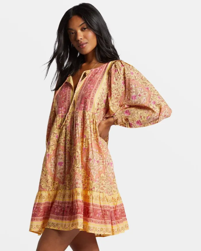 Womens Ambers Mini Dress Pale Yellow Billabong Dresses Womens Ambers Mini Dress Pale Yellow Billabong Dresses