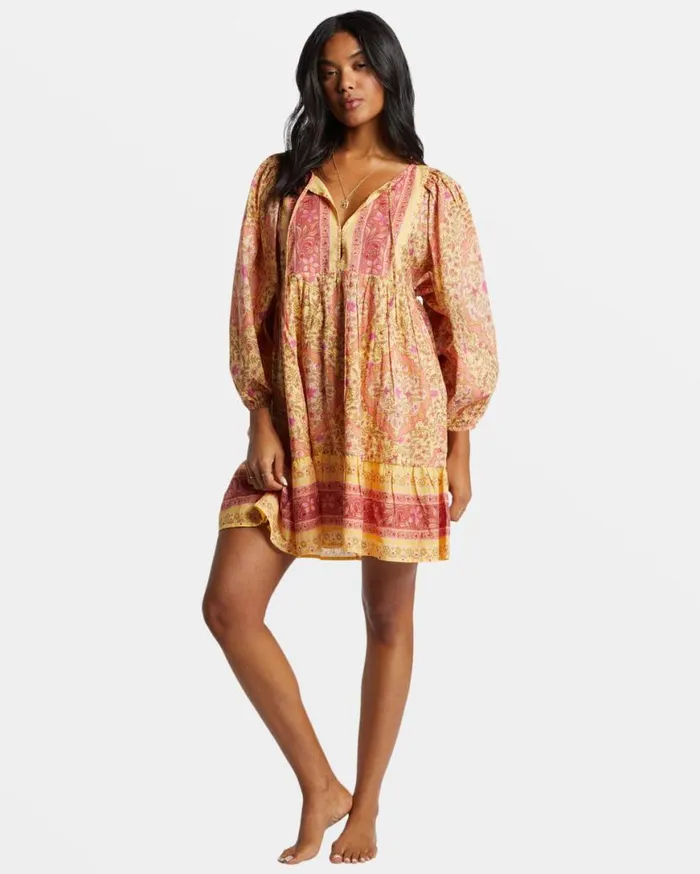 Womens Ambers Mini Dress Pale Yellow Billabong Dresses Womens Ambers Mini Dress Pale Yellow Billabong Dresses