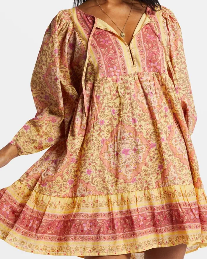 Womens Ambers Mini Dress Pale Yellow Billabong Dresses Womens Ambers Mini Dress Pale Yellow Billabong Dresses