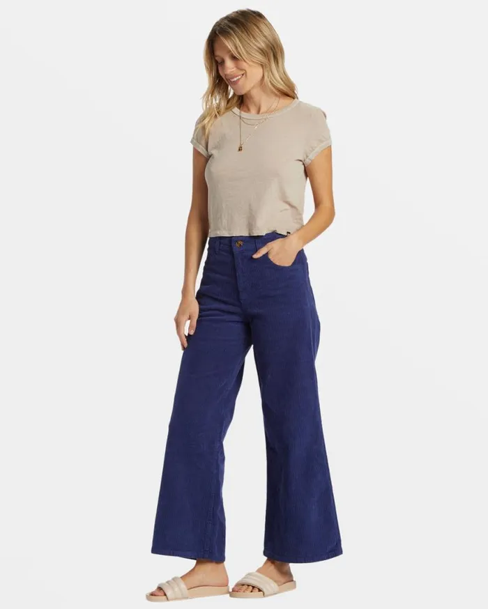 Womens Be Free Corduroy Pants I Sea Indigo Billabong Jeans and Pants