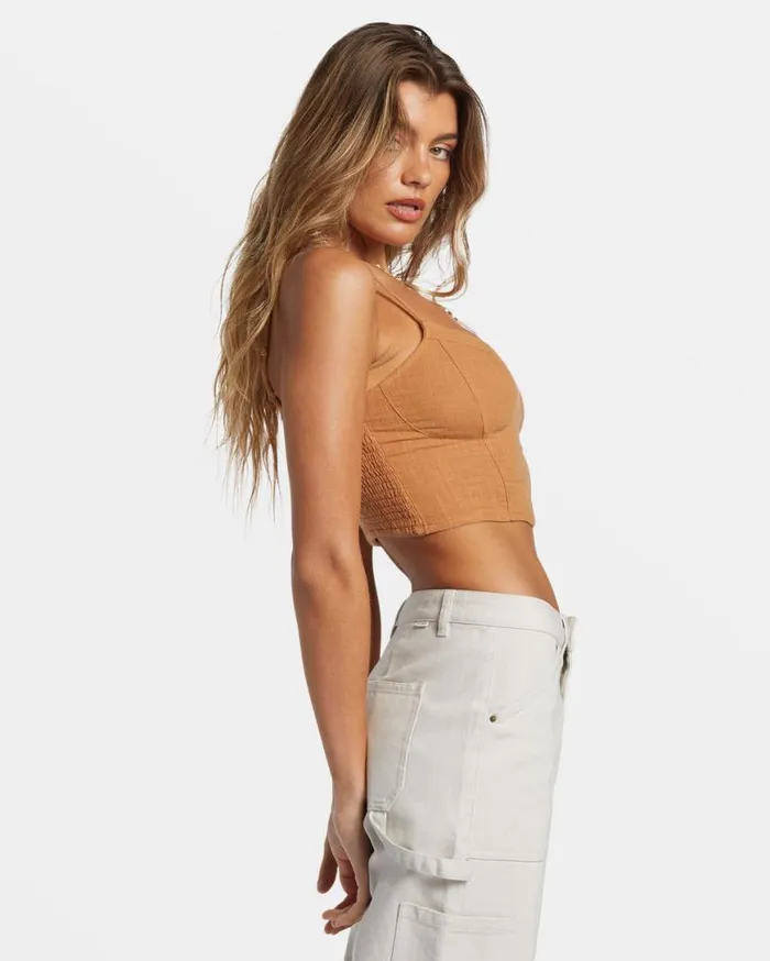 Womens By The Sea Crop Top Sandalwood Billabong Tops Womens By The Sea Crop Top Sandalwood Billabong Tops