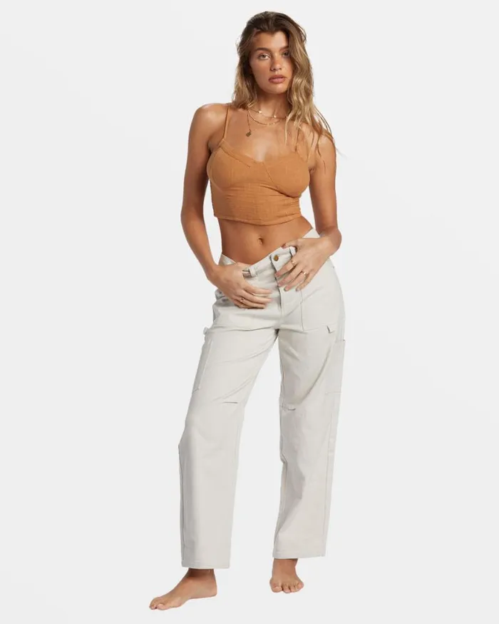 Womens By The Sea Crop Top Sandalwood Billabong Tops Womens By The Sea Crop Top Sandalwood Billabong Tops