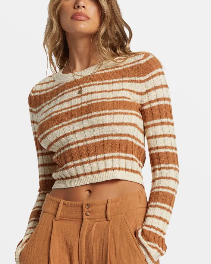 Womens Clare Crew Neck Sweater Sandalwood Billabong Sweatshirts and Fleece