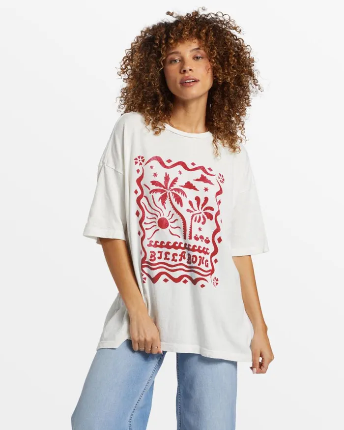 Womens Coastal Tides Oversized TShirt Salt Crystal Billabong Graphic Tees and Tanks Womens Coastal Tides Oversized TShirt Salt Crystal Billabong Graphic Tees and Tanks