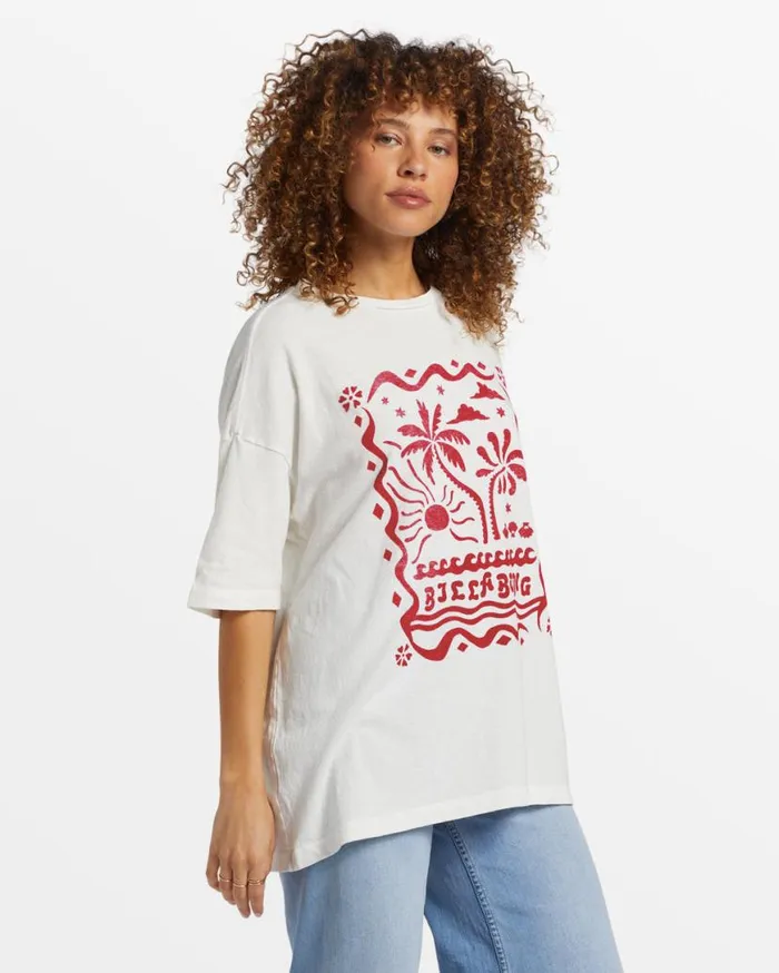 Womens Coastal Tides Oversized TShirt Salt Crystal Billabong Graphic Tees and Tanks Womens Coastal Tides Oversized TShirt Salt Crystal Billabong Graphic Tees and Tanks
