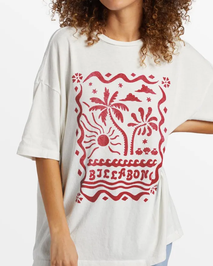 Womens Coastal Tides Oversized TShirt Salt Crystal Billabong Graphic Tees and Tanks Womens Coastal Tides Oversized TShirt Salt Crystal Billabong Graphic Tees and Tanks