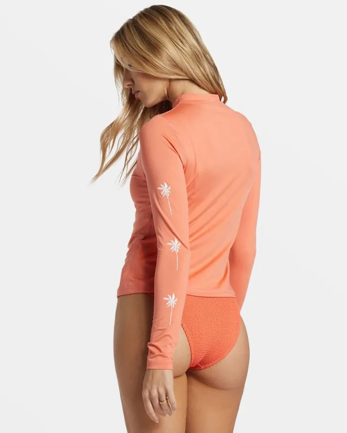 Womens Core Long Sleeve Surf Tee Sweet Papaya Billabong Rashguards and Bodysuits Womens Core Long Sleeve Surf Tee Sweet Papaya Billabong Rashguards and Bodysuits