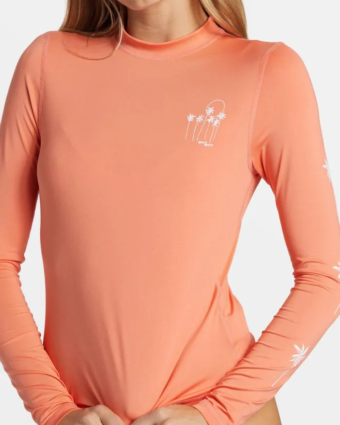 Womens Core Long Sleeve Surf Tee Sweet Papaya Billabong Rashguards and Bodysuits Womens Core Long Sleeve Surf Tee Sweet Papaya Billabong Rashguards and Bodysuits