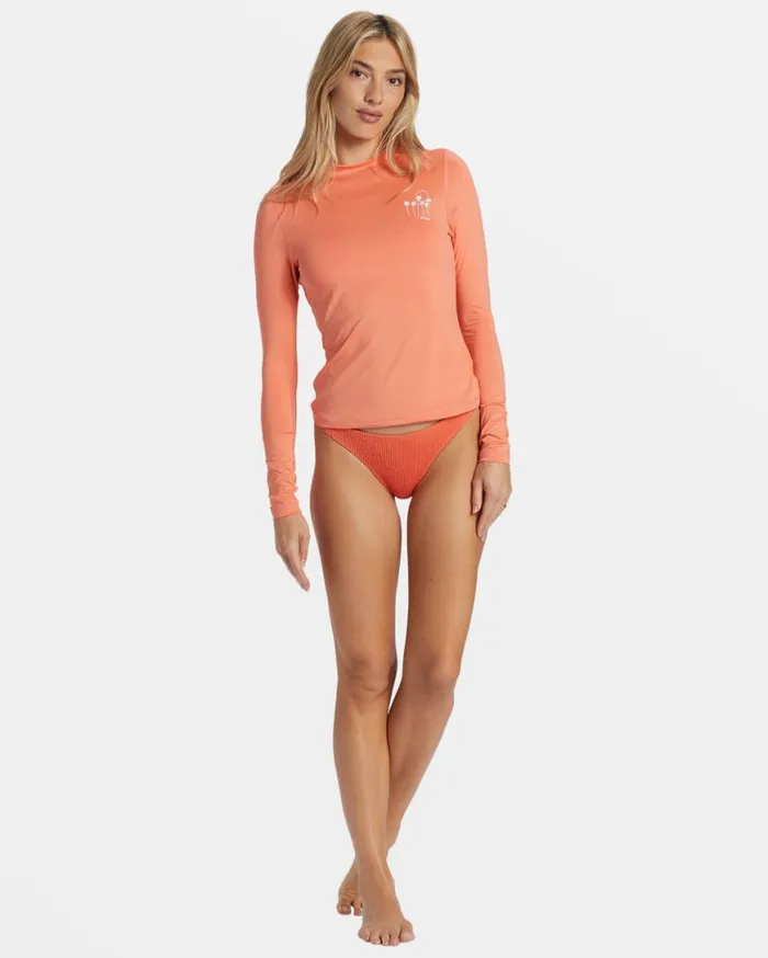 Womens Core Long Sleeve Surf Tee Sweet Papaya Billabong Rashguards and Bodysuits Womens Core Long Sleeve Surf Tee Sweet Papaya Billabong Rashguards and Bodysuits