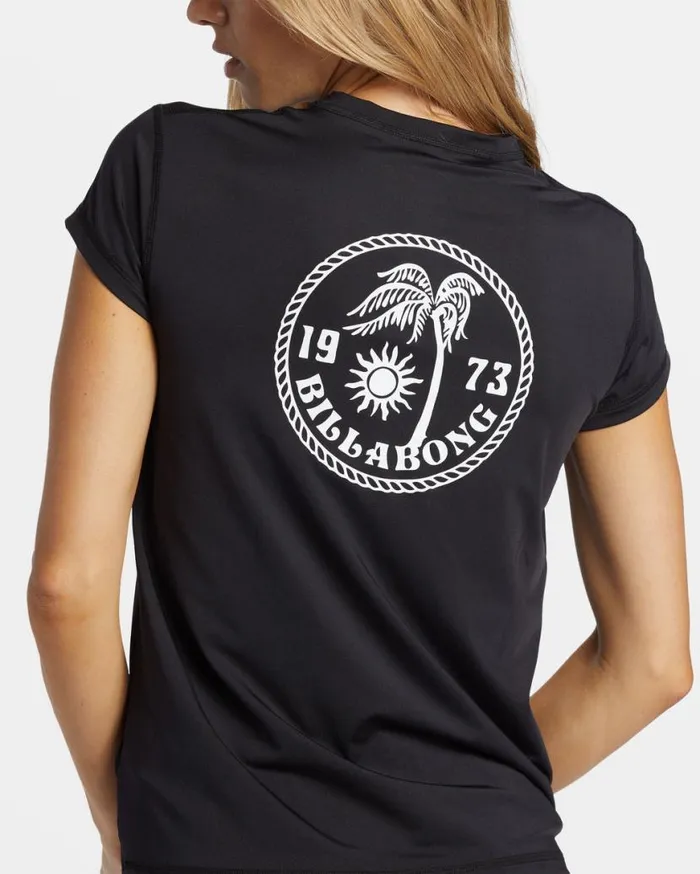 Womens Core Sunday Short Sleeve Surf Tee Black Billabong Rashguards and Bodysuits Womens Core Sunday Short Sleeve Surf Tee Black Billabong Rashguards and Bodysuits