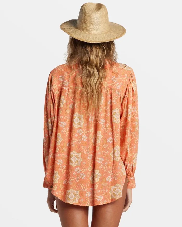 Womens Dream Space Long Sleeve Shirt Sweet Papaya Billabong Tops