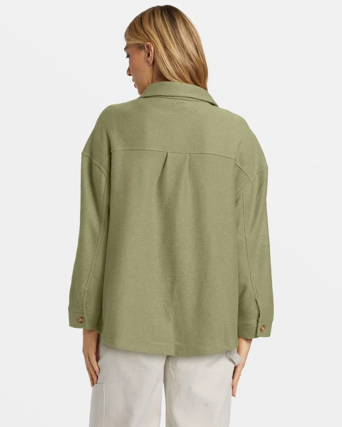 Womens Everytime Oversized Shacket Avocado Billabong Jackets Womens Everytime Oversized Shacket Avocado Billabong Jackets