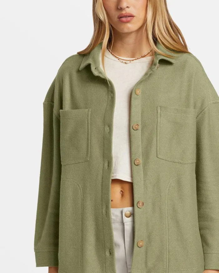 Womens Everytime Oversized Shacket Avocado Billabong Jackets Womens Everytime Oversized Shacket Avocado Billabong Jackets