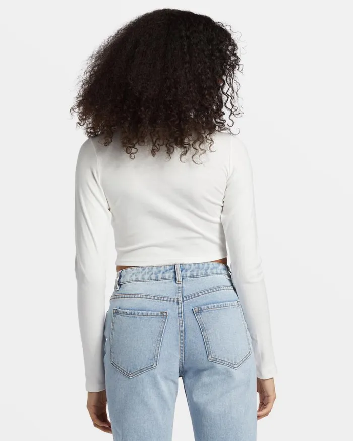 Womens Find Your Coast Long Sleeve Cropped Tshirt Salt Crystal Billabong Graphic Tees and Tanks Womens Find Your Coast Long Sleeve Cropped Tshirt Salt Crystal Billabong Graphic Tees and Tanks