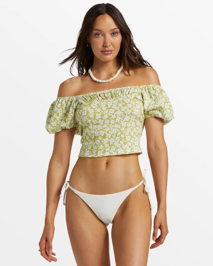 Womens Flirt On Fitted Crop Top Moss Joy Billabong Tops