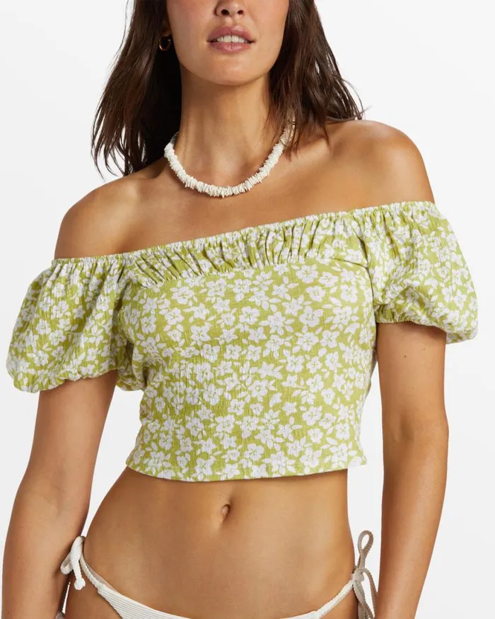 Womens Flirt On Fitted Crop Top Moss Joy Billabong Tops Womens Flirt On Fitted Crop Top Moss Joy Billabong Tops