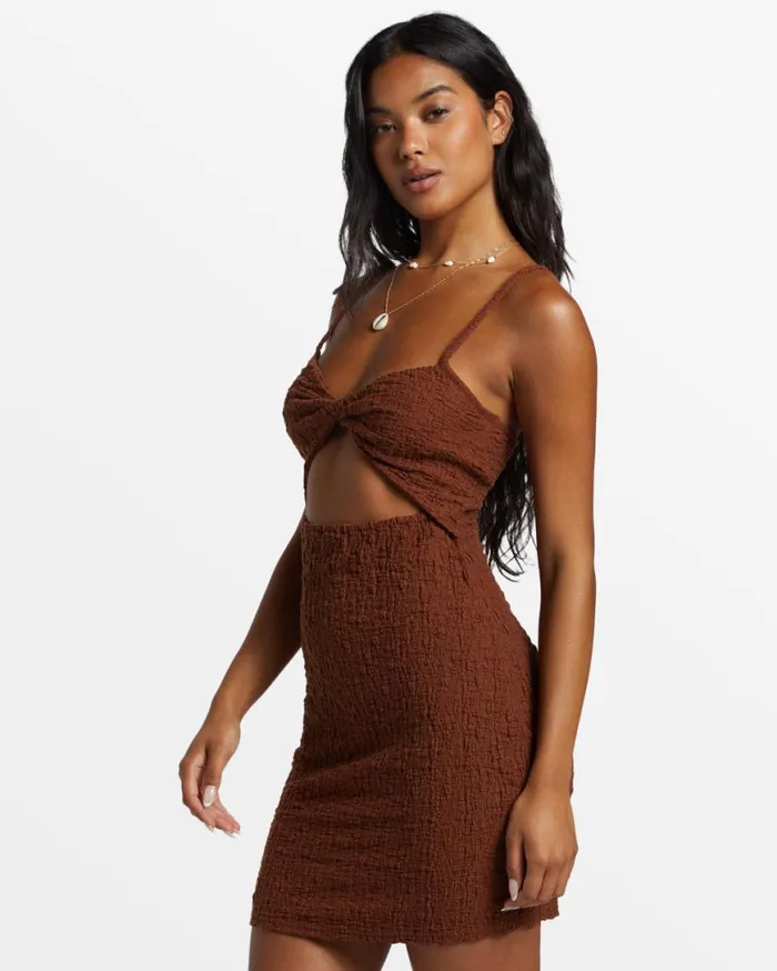 Womens Flower Hour FrontTwist Bodycon Mini Dress Toasted Coconut Billabong Dresses