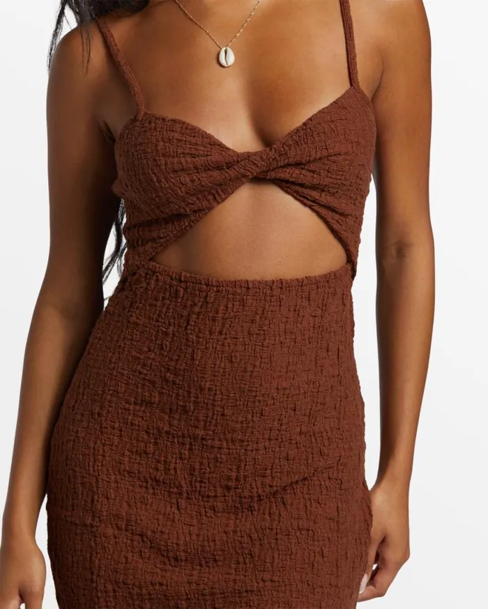 Womens Flower Hour FrontTwist Bodycon Mini Dress Toasted Coconut Billabong Dresses