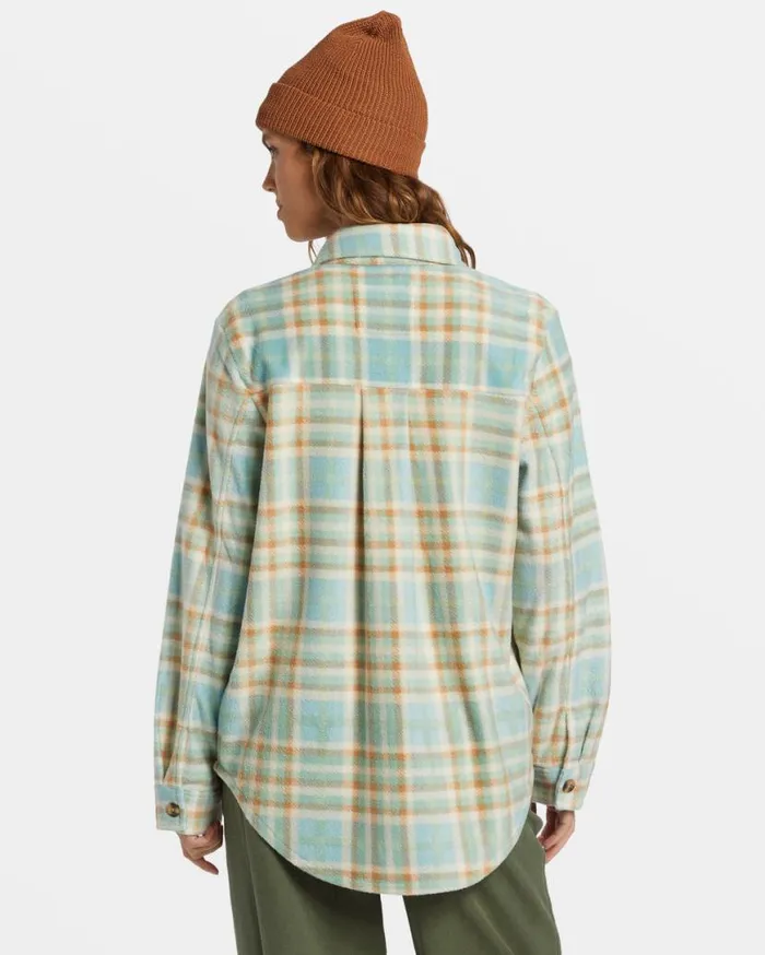 Womens Forge Fleece Shacket Blue Haze Billabong Tops Womens Forge Fleece Shacket Blue Haze Billabong Tops