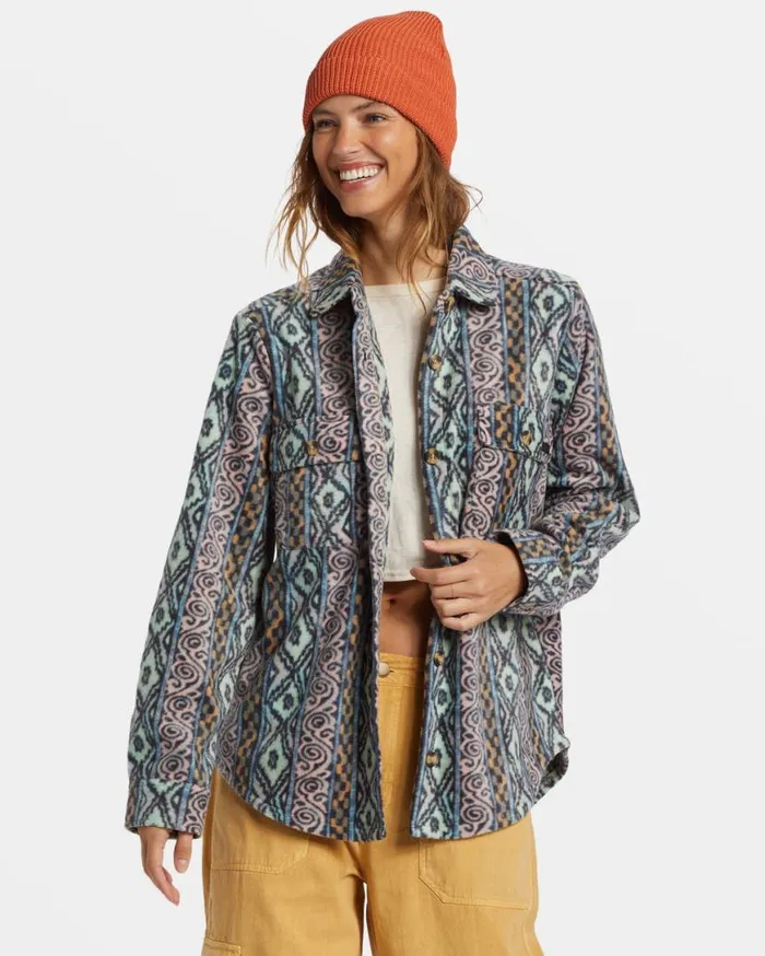 Womens Forge Fleece Shacket Dusty Peach Billabong Jackets