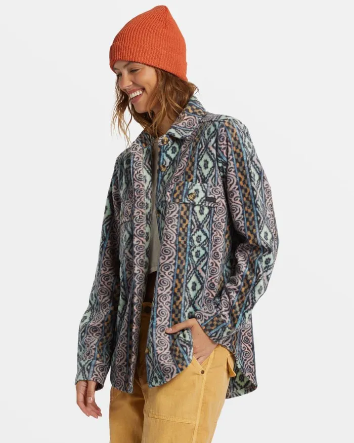 Womens Forge Fleece Shacket Dusty Peach Billabong Jackets Womens Forge Fleece Shacket Dusty Peach Billabong Jackets