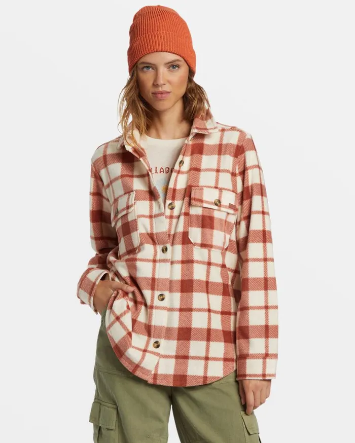 Womens Forge Fleece Shacket Sweet Chocolate Billabong Jackets