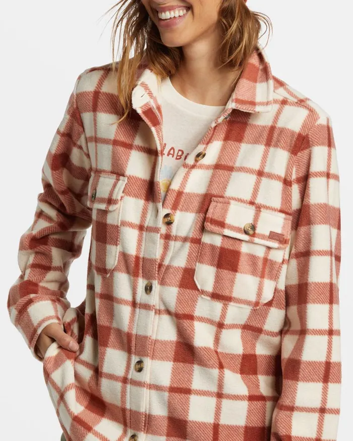 Womens Forge Fleece Shacket Sweet Chocolate Billabong Jackets Womens Forge Fleece Shacket Sweet Chocolate Billabong Jackets