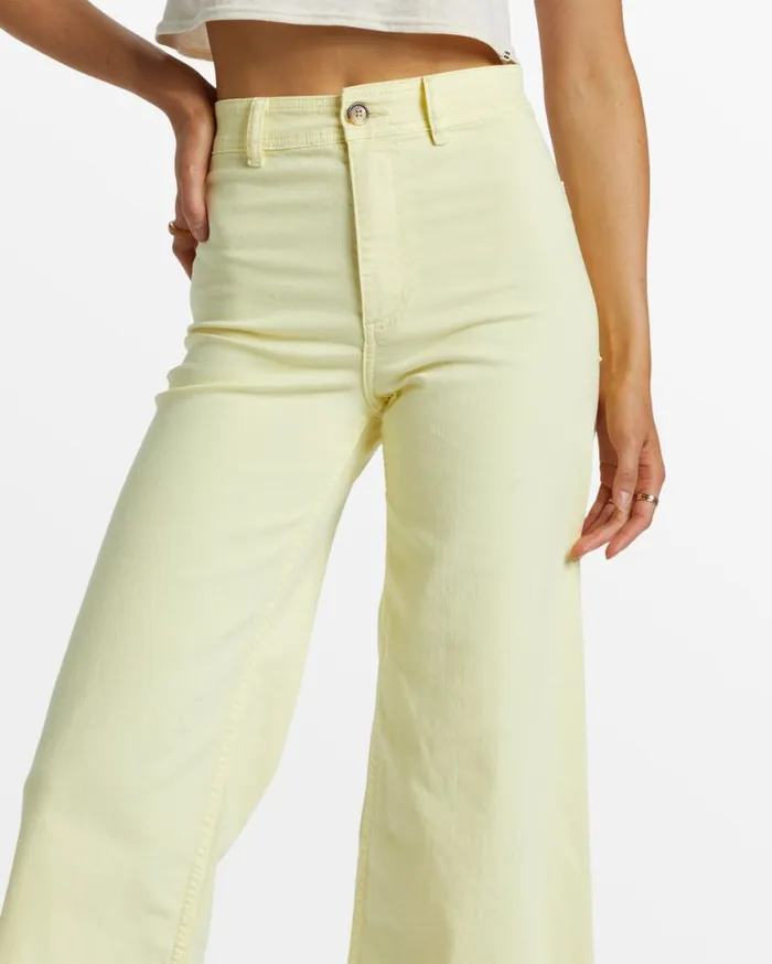 Womens Free Fall HighWaist Pants Mellow Yellow Billabong Jeans and Pants