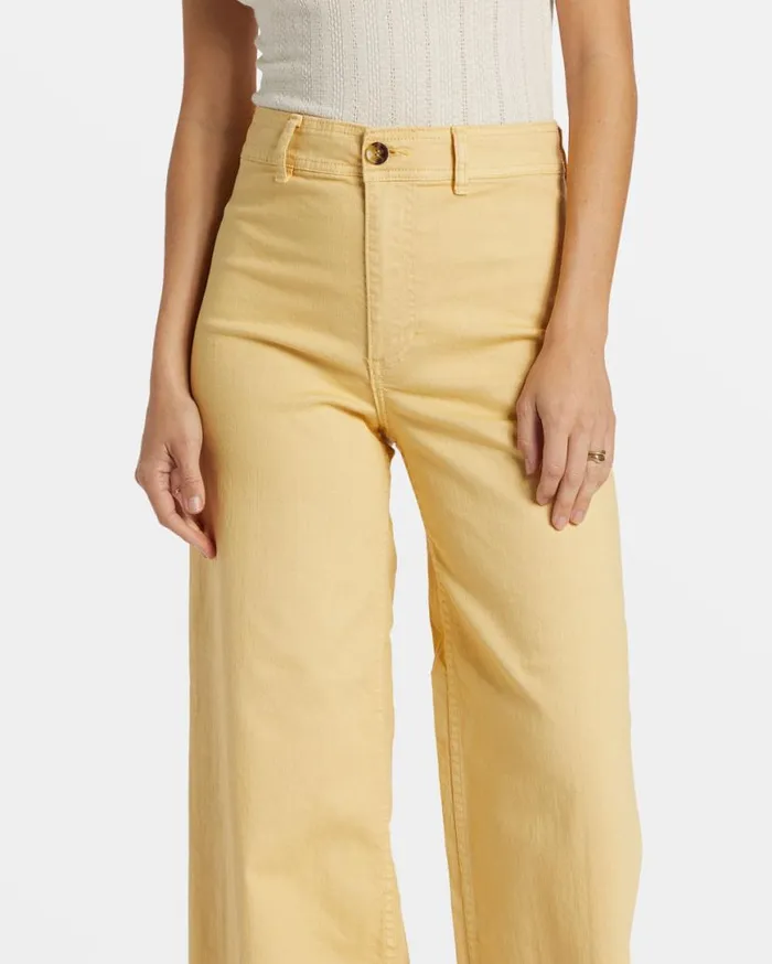 Womens Free Fall HighWaist Pants Pale Yellow Billabong Jeans and Pants Womens Free Fall HighWaist Pants Pale Yellow Billabong Jeans and Pants